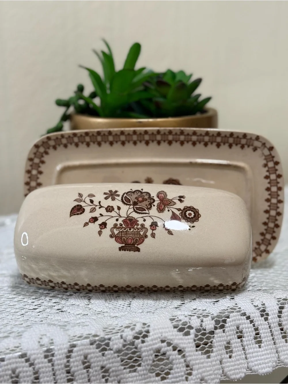Jamestown Johnson Bros Old Granite Staffordshire Ironstone Butter Dish England